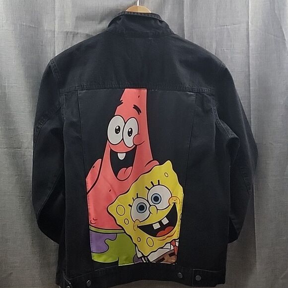 Spongebob Patrick SquarepantsBlack Denim Jean Jacket Nickelodeon Men's L
